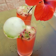 Hibiscus-tender coconut cooler A picture of Hibiscus-tender coconut cooler.