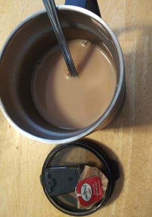 A picture of Peppermint Cocoa Coffee Creamer.