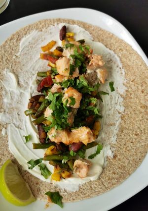 Une photo de Fajitas au saumon air fryer