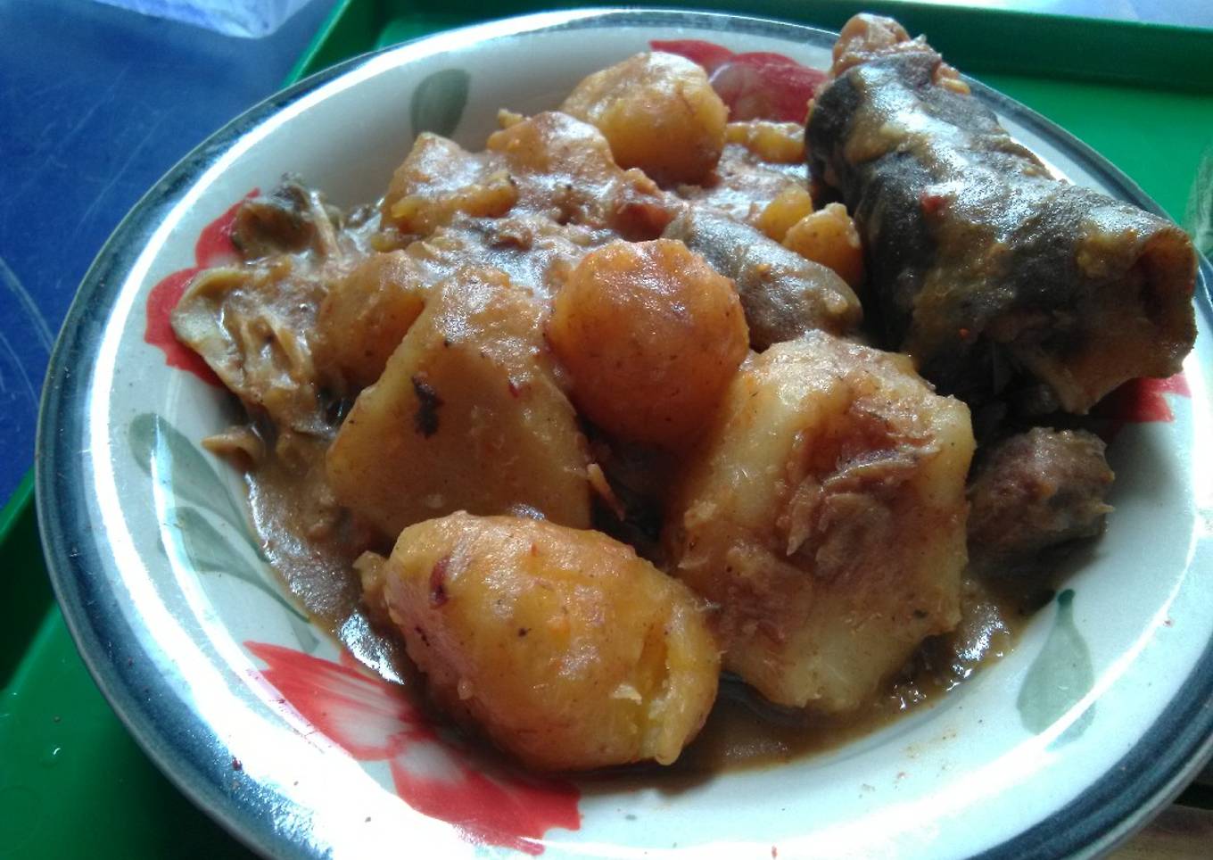 Ukodo (Goat meat with Yam, Cocoyams and Plantain Pepper soup