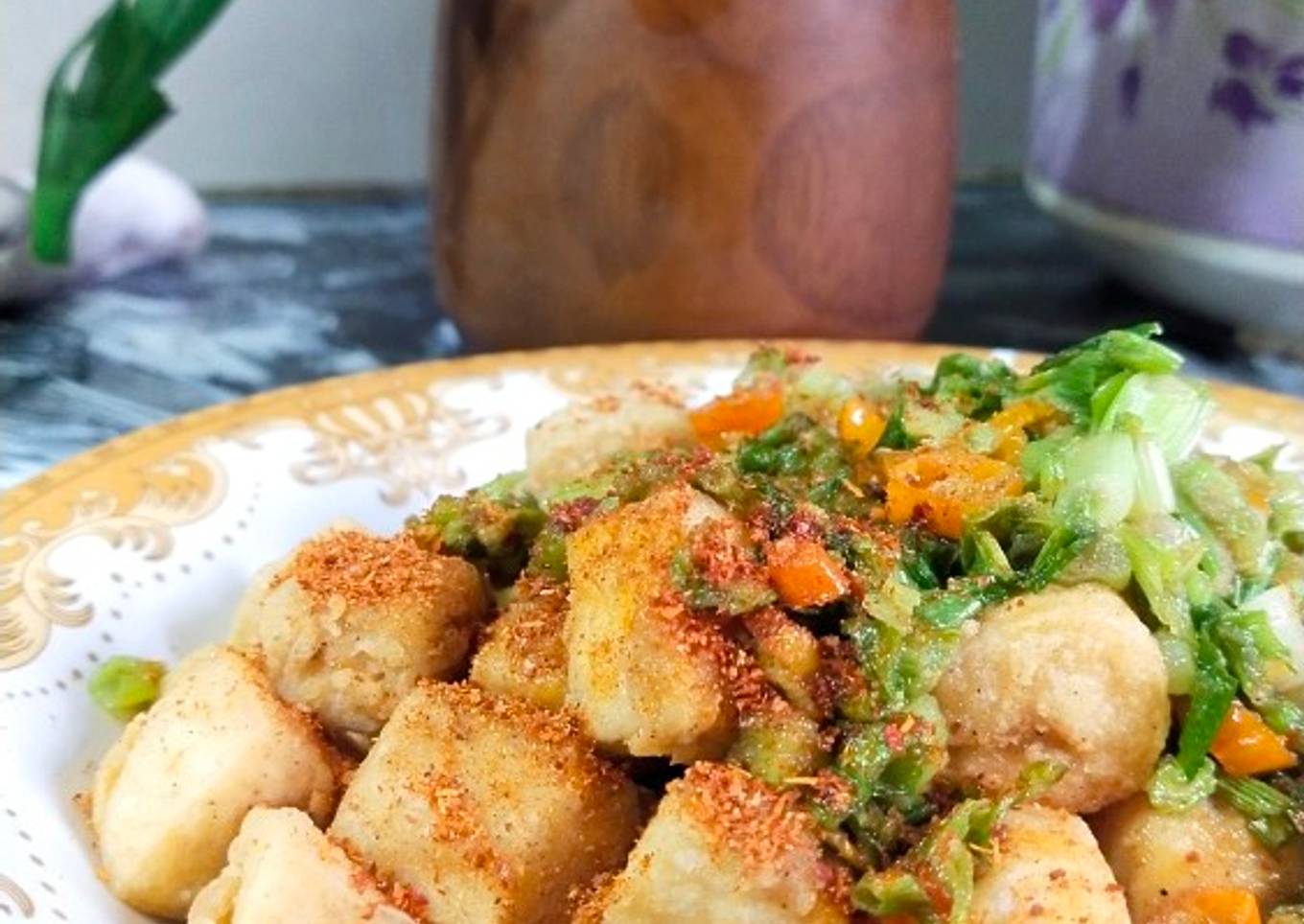 Tahu goreng tabur Daun Bawang (Tahu goreng kekinian)