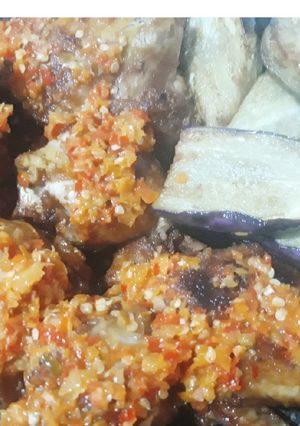 Foto resep Ayam penyet terong sambal korek
