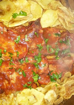 Una foto de Costillitas de cerdo con salsa agridulce a mi manera😍