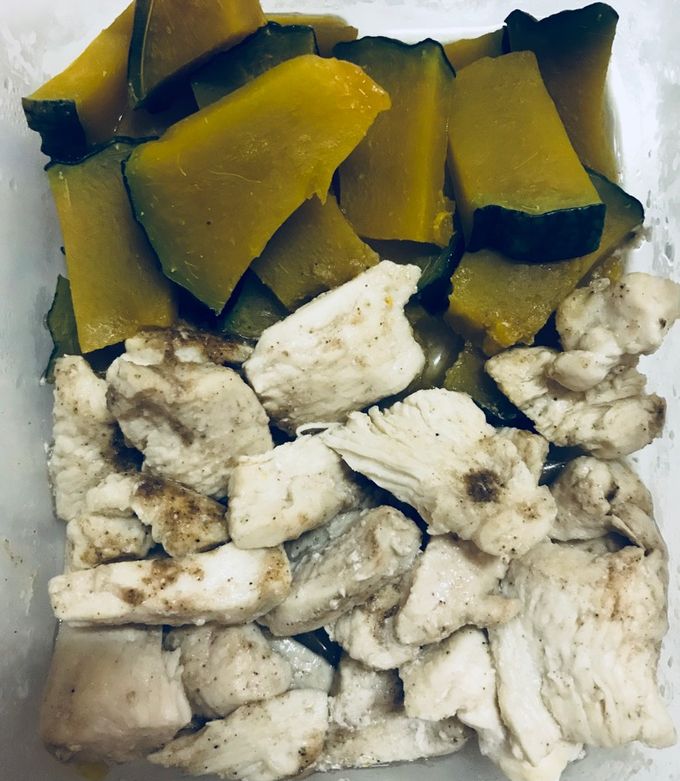 รูปของ อกไก่กับฟักทองอบไมโครเวฟ