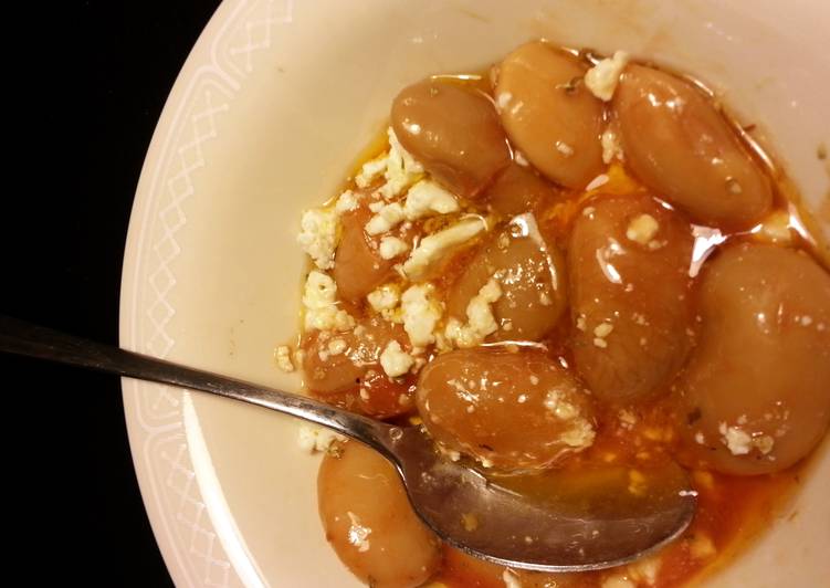 Greek Favas in tomato sauce Topped w. Feta Greek Favas in tomato sauce Topped w. Feta
