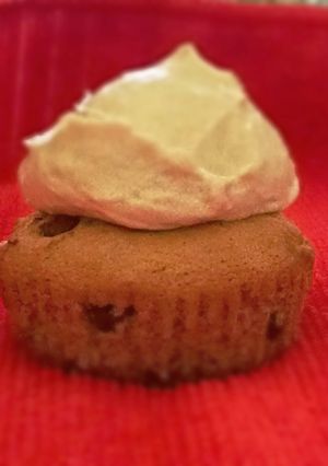 A picture of Chocolate chip cookie dough cupcakes with cookie dough frosting!.