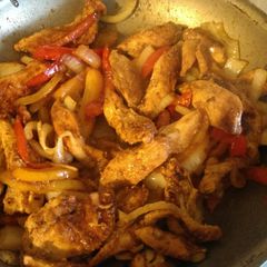 A picture of Chicken fajitas.