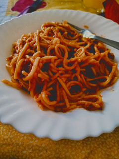 Una foto de Espaguetis con verdura🍝🍝🍝