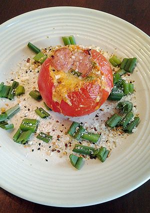 A picture of Omelette Baked Tomatos.