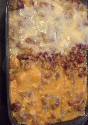 A picture of BBQ Chicken Lasagna.