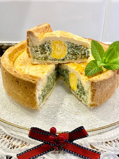 Una foto de Pastel salado con espinacas, ricotta y huevos