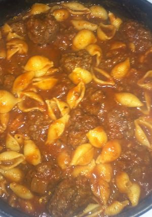 A picture of My Shells and Meat Sauce.
