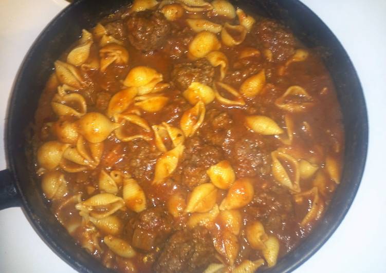 My Shells and Meat Sauce