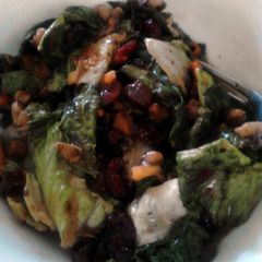 A picture of Cranberry Walnut Salad With pomegranite dressing (cheaters).