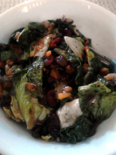 A picture of Cranberry Walnut Salad With pomegranite dressing (cheaters).