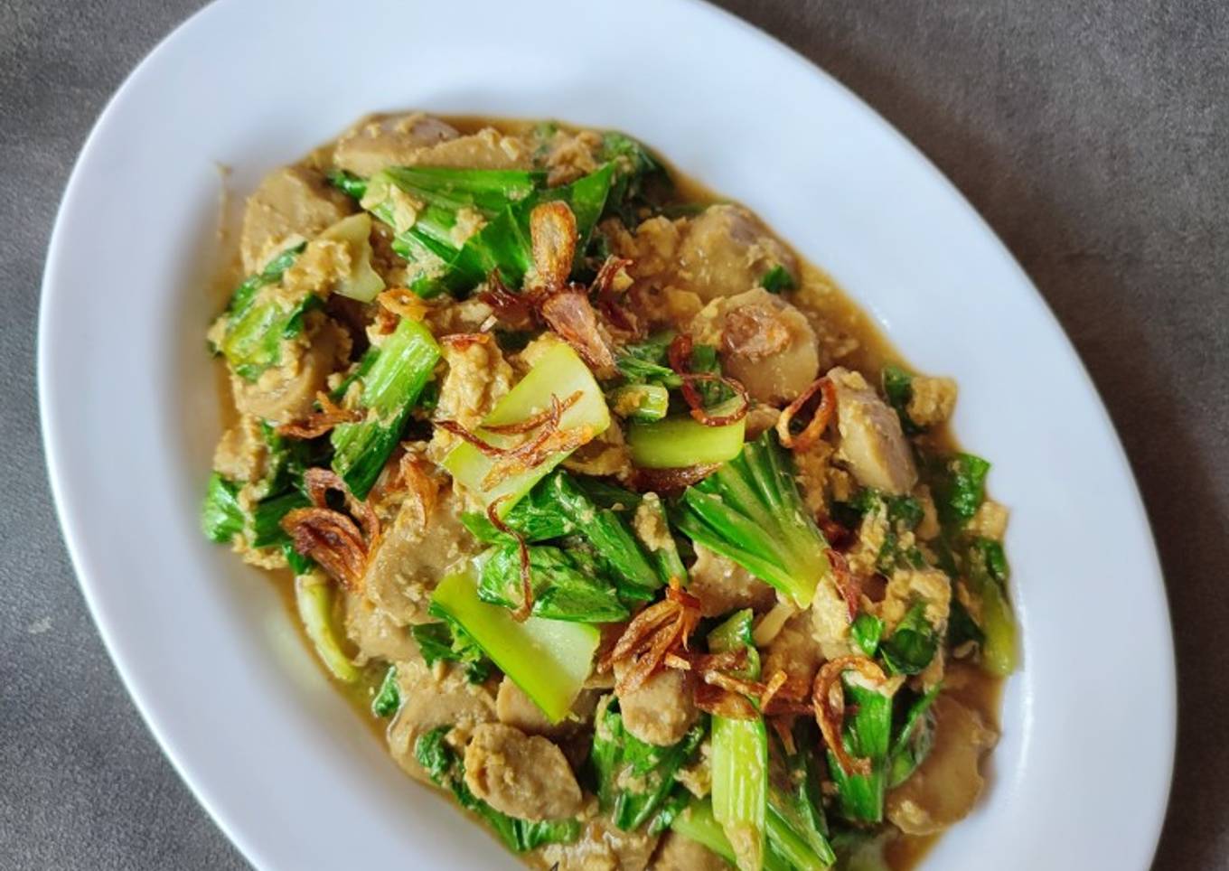 Tumis pokcoy bakso