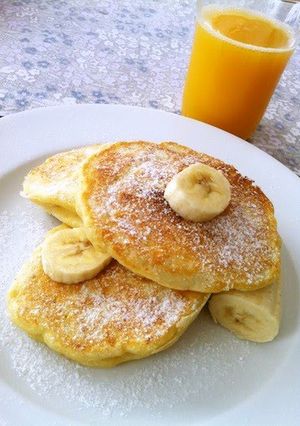 A picture of Bill's Ricotta Cheese Pancakes!.