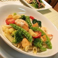 A picture of Penne with Spring Vegetables.