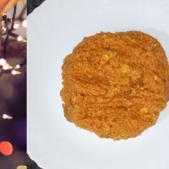A picture of GAJAR HALWA(made of jaggery and milk powder).
