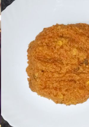 A picture of GAJAR HALWA(made of jaggery and milk powder).