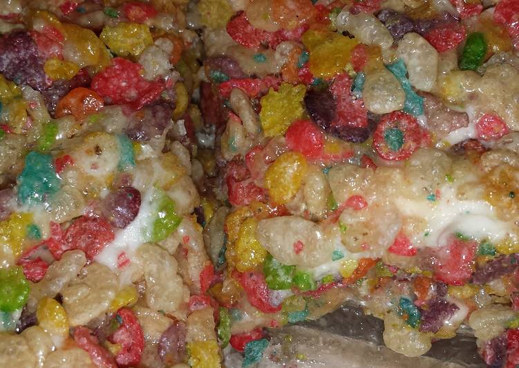 Simple Way to Prepare Ultimate Fruity rainbow krispie treats