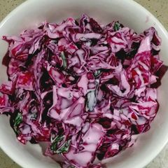 A picture of Cilantro Lime Red Cabbage Slaw.