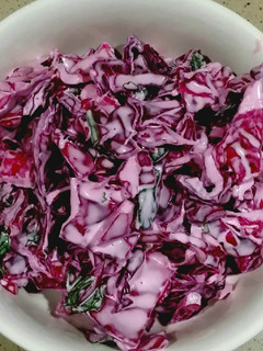A picture of Cilantro Lime Red Cabbage Slaw.