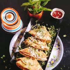 A picture of Paneer shawarma Tortilla wrap.