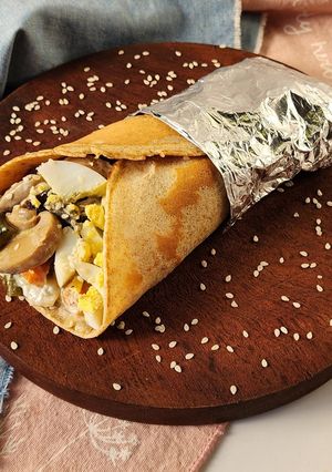Una foto de 🌯🍆🧅 🍄‍🟫Burritos vegetarianos 🍄‍🟫🧅🍆🌯