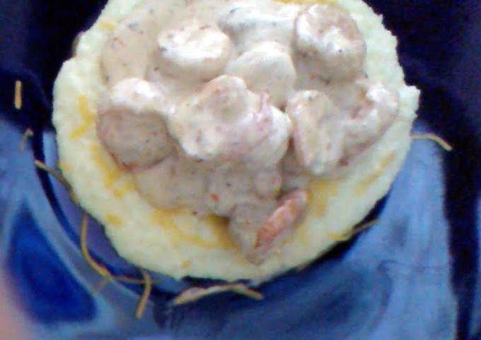 Southern Style Grits Topped with creamy Cajun Shrimp