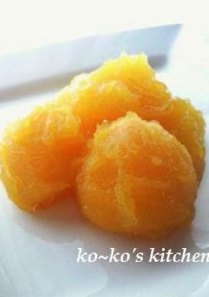 A picture of Our Family Version of Kuri Kinton (sweet potato puree with chestnuts) for Osechi.