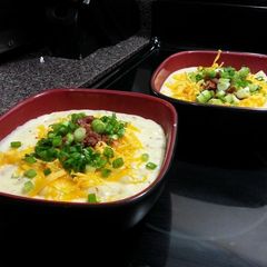 A picture of ULTIMATE loaded baked potato soup.