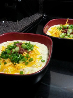 A picture of ULTIMATE loaded baked potato soup.