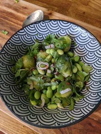 Easy Ways Prepare Recipes Super green Brussel sprout and Edamame salad for lunch the Delicious Make You Drink.