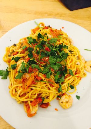 A picture of Chilli Prawn Linguine.