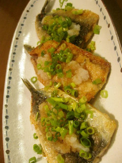 A picture of Butterflied Sardine with Zesty Grated Daikon Radish and Ponzu.