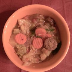 Crockpot Italian sausage and cabbage A picture of Crockpot Italian sausage and cabbage.