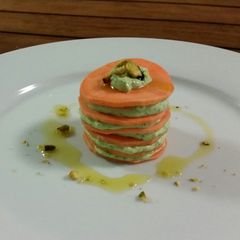 A picture of RAW SWEET POTATO and SPINACH STACK.