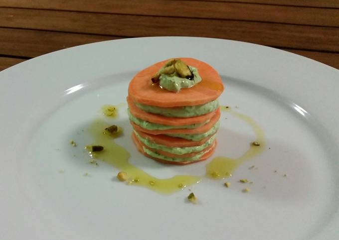 RAW SWEET POTATO and SPINACH STACK