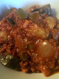 A picture of Mandys meat and vegetable spaghetti sauce.