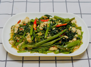 รูปของ (คลีน)ผัดผักบุ้งอกไก่สับ(ผัดน้ำ)