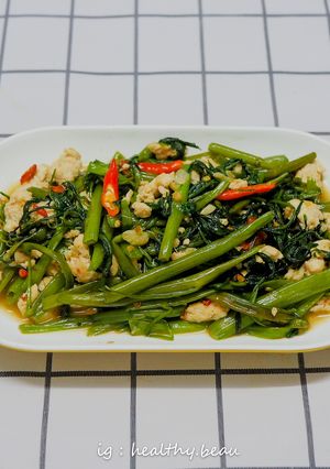 รูปของ (คลีน)ผัดผักบุ้งอกไก่สับ(ผัดน้ำ)