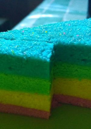 Foto resep Steamed rainbow cake / bolu pelangi kukus