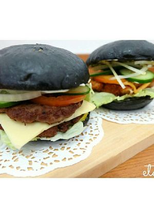 Foto resep Black bun burger / roti burger hitam