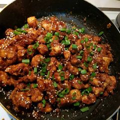 A picture of Asian sticky chicken.