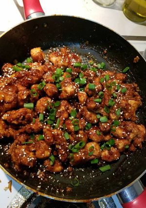 A picture of Asian sticky chicken.