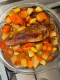Lombinho assado com batata e cenoura