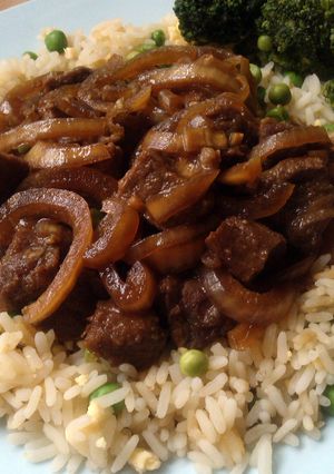 A picture of Vickys Slow-Cooker Mongolian-Style Beef, GF DF EF SF NF.