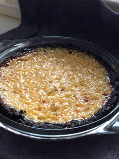 A picture of Key Lime Custard Pie with Oreo Crust.