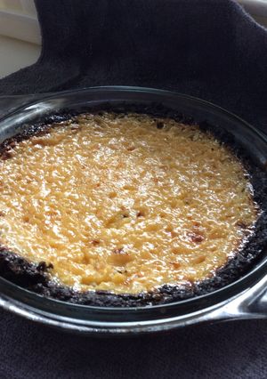 A picture of Key Lime Custard Pie with Oreo Crust.